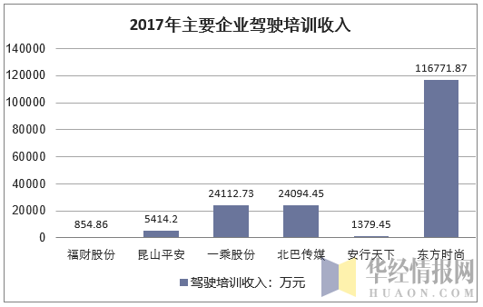 2017年主要企业驾驶培训收入