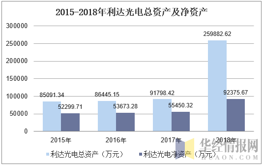 2015-2018年利达光电总资产及净资产