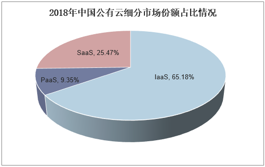2018年中国公有云细分市场份额占比情况