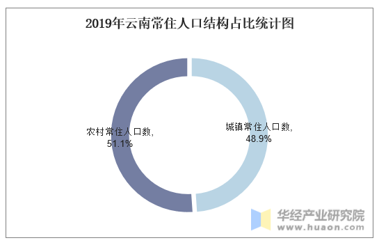 2019年云南常住人口结构占比统计图