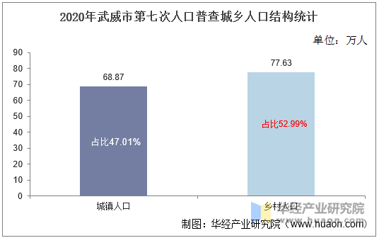 2020年武威市第七次人口普查城乡人口结构统计