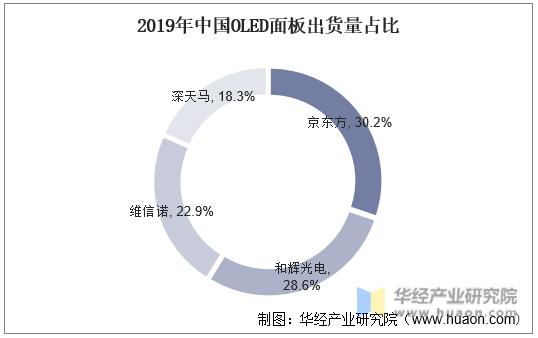 2019年中国OLED面板出货量占比