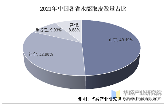 2021年中国各省水貂取皮数量占比