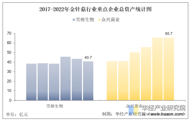 2017-2022年金针菇行业重点企业总资产统计图