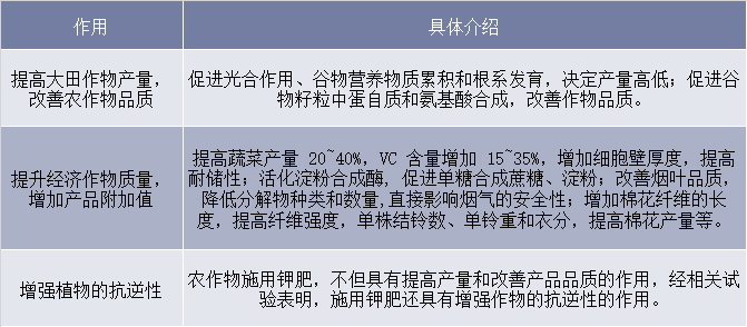 钾肥的主要作用