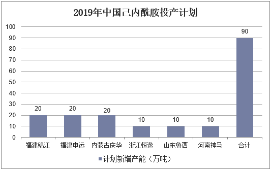 2019年中国己内酰胺投产计划