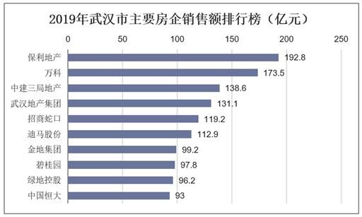 2019年武汉市主要房企销售额排行榜（亿元）