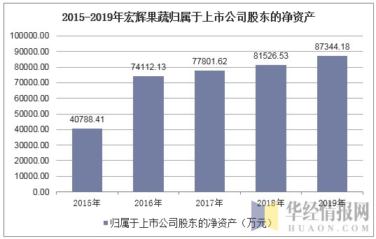 2015-2019年宏辉果蔬归属于上市公司股东的净资产