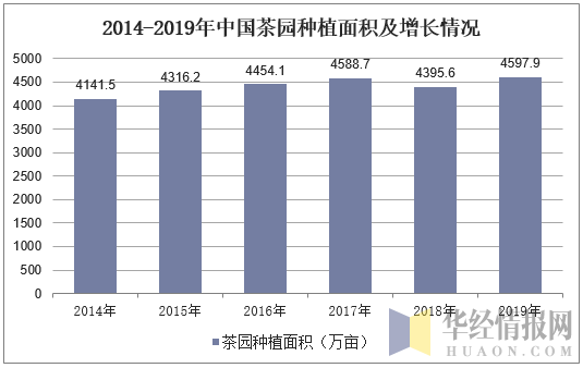 2014-2019年中国茶园种植面积及增长情况