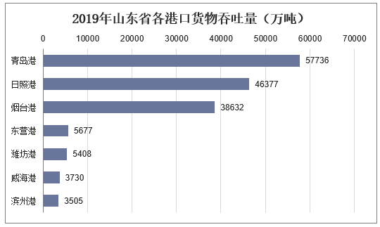 2019年山东省各港口货物吞吐量（万吨）
