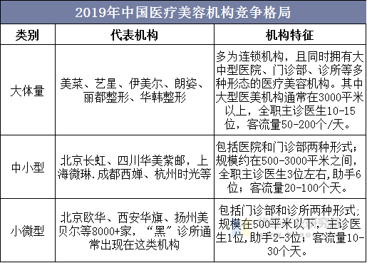 2019年中国医疗美容机构竞争格局