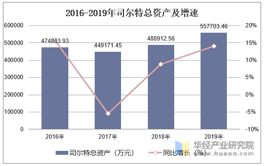 2016-2019年司尔特总资产及增速
