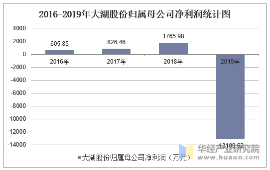 2016-2019年大湖股份归属母公司净利润统计图