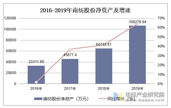 2016-2019年南纺股份净资产及增速