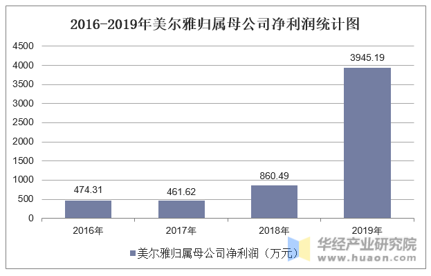 2016-2019年美尔雅归属母公司净利润统计图