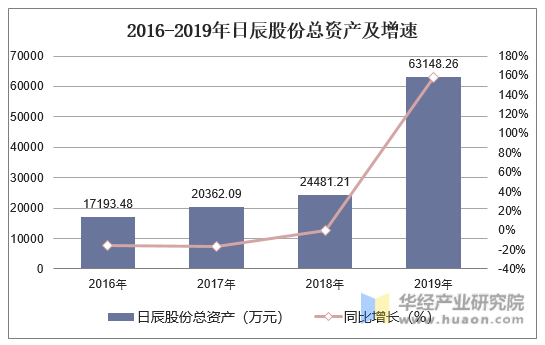 2016-2019年日辰股份总资产及增速