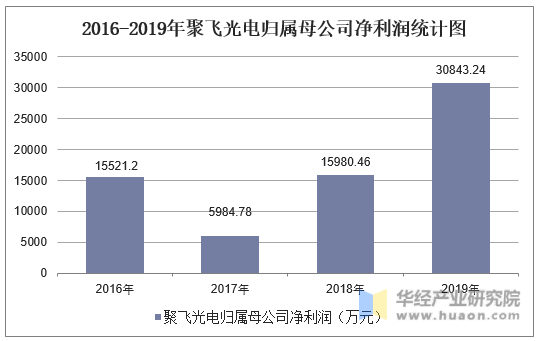 2016-2019年聚飞光电归属母公司净利润统计图