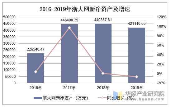 2016-2019年浙大网新净资产及增速