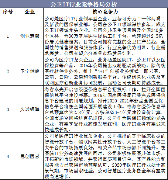 公卫IT行业竞争格局分析