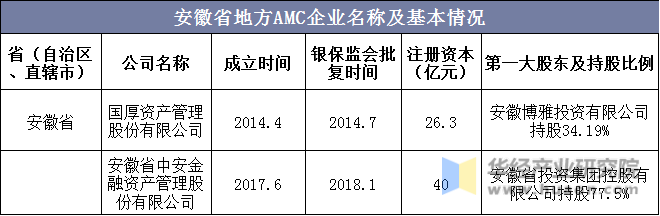 安徽省地方AMC企业名称及基本情况