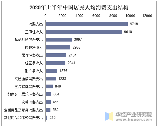2020年上半年中国居民人均消费支出结构