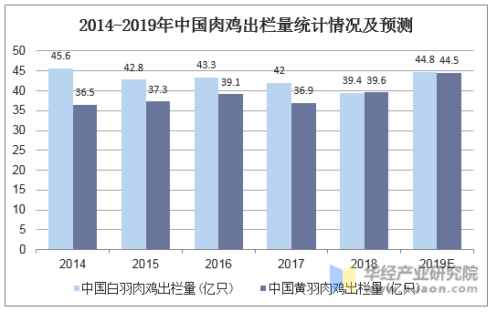2014-2019年中国肉鸡出栏量统计情况及预测