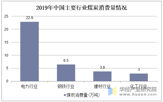 2019年中国主要行业煤炭消费量情况