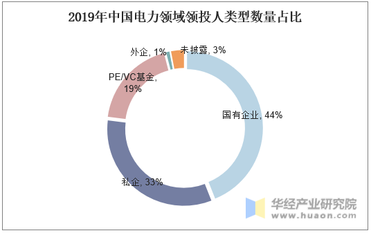 2019年中国电力领域领投人类型数量占比