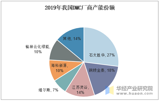 2019年我国DMC厂商产能份额