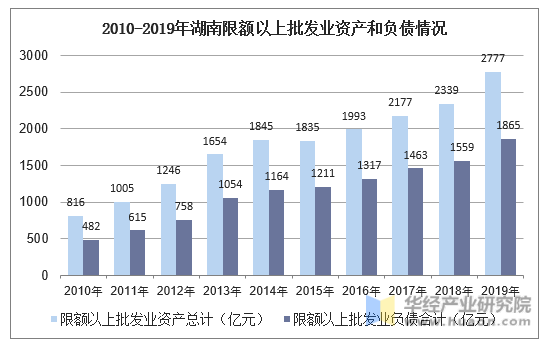 2010-2019年湖南限额以上批发业资产和负债情况