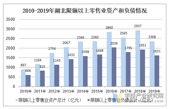 2010-2019年湖北限额以上零售业资产和负债情况