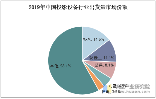 2019年中国投影设备行业出货量市场份额