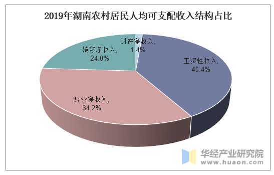2019年湖南农村居民人均可支配收入结构占比