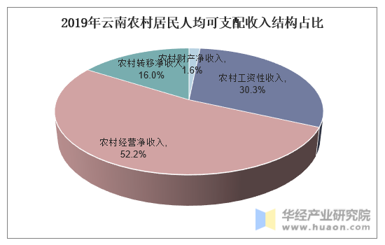 2019年云南农村居民人均可支配收入结构占比