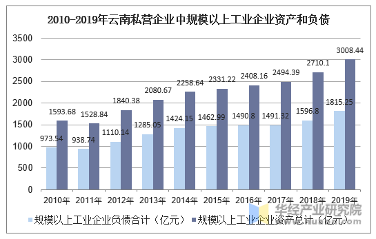 2010-2019年云南私营企业中规模以上工业企业资产和负债