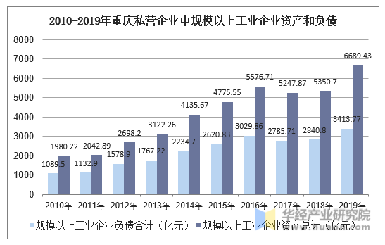 2010-2019年重庆私营企业中规模以上工业企业资产和负债