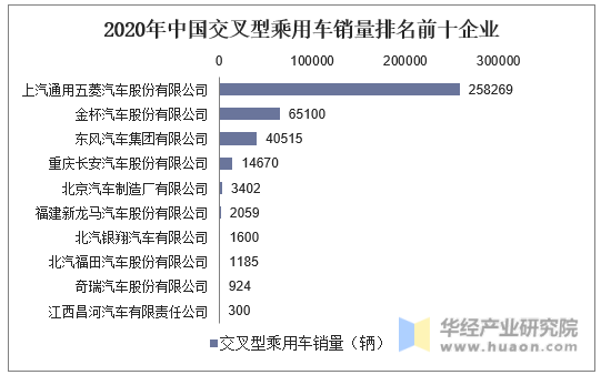 2020年中国交叉型乘用车销量排名前十企业