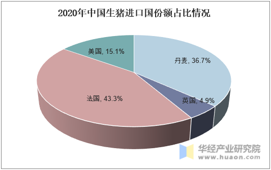 2020年中国生猪进口国份额占比情况