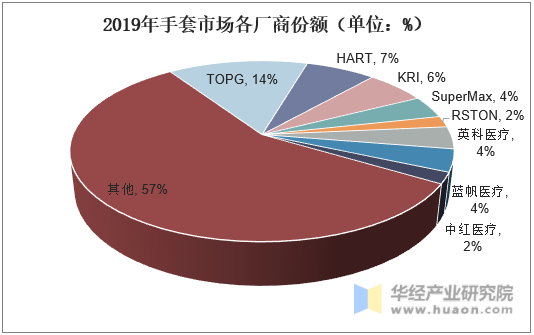 2019年手套市场各厂商份额（单位：%）
