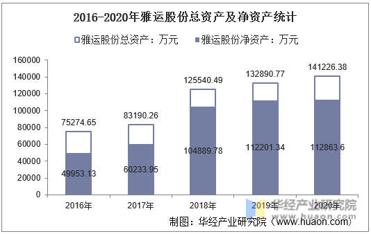 2016-2020年雅运股份总资产及净资产统计