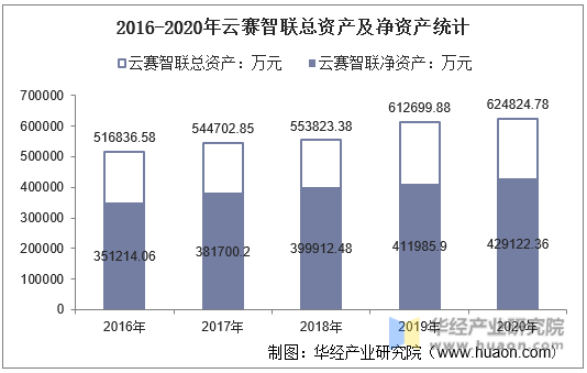 2016-2020年云赛智联总资产及净资产统计