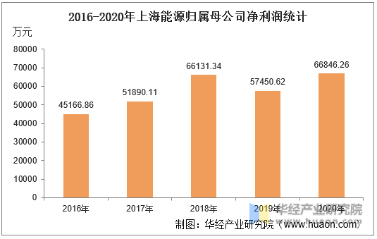 2016-2020年上海能源归属母公司净利润统计