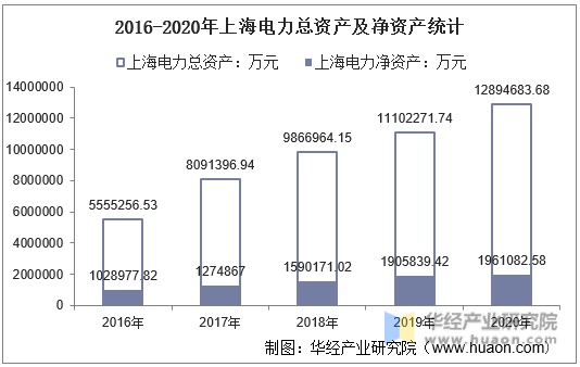 2016-2020年上海电力总资产及净资产统计
