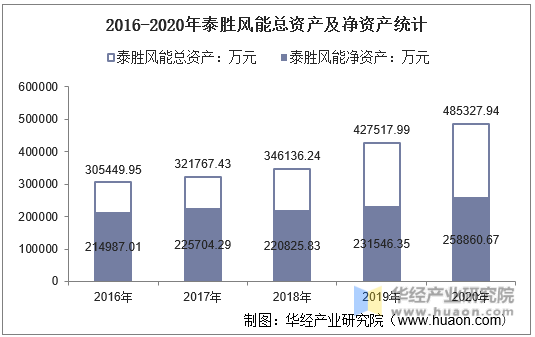 2016-2020年泰胜风能总资产及净资产统计