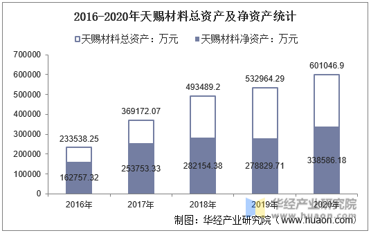 2016-2020年天赐材料总资产及净资产统计
