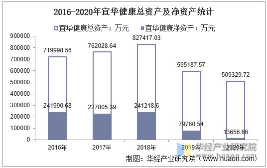2016-2020年宜华健康总资产及净资产统计