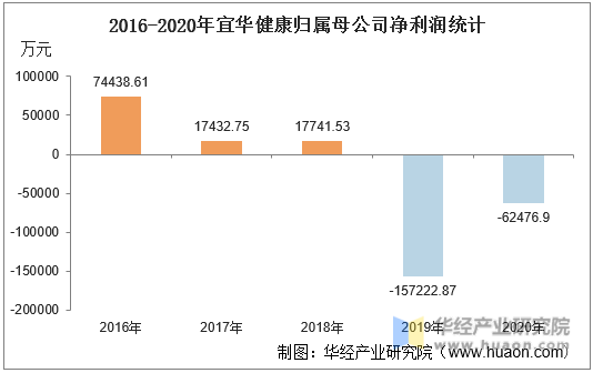 2016-2020年宜华健康归属母公司净利润统计