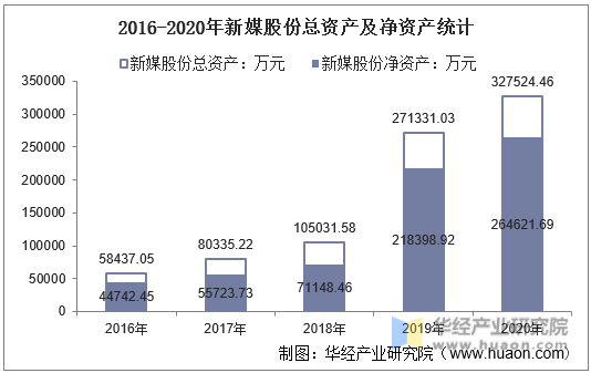 2016-2020年新媒股份总资产及净资产统计