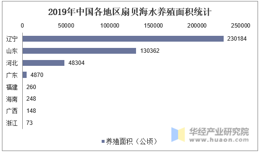2019年中国各地区扇贝海水养殖面积统计