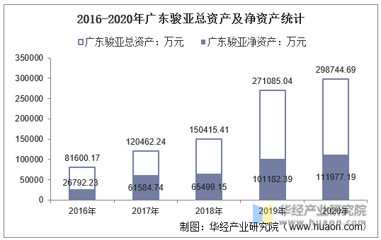 2016-2020年广东骏亚总资产及净资产统计